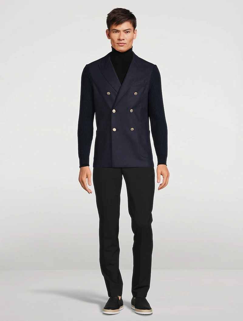 Wool And Nylon Double-Breasted Jacket