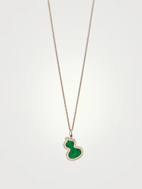 Large Wulu 18K Rose Gold Necklace With Diamonds And Jade