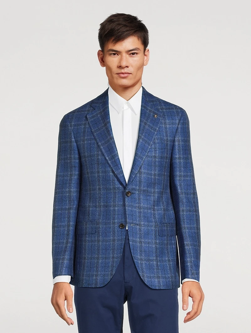 Mason Cashmere And Silk Jacket Plaid Print