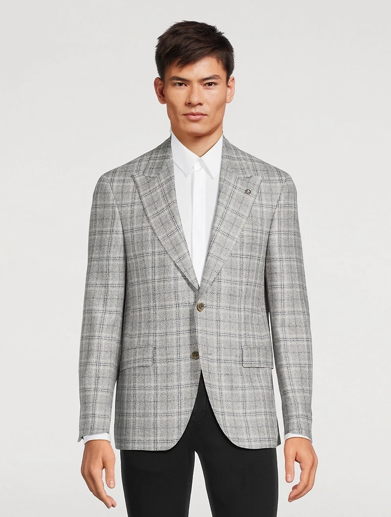 Morgan Cashmere And Silk Jacket Plaid Print
