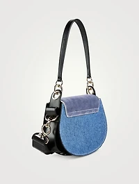 Tess Denim And Suede Saddle Bag