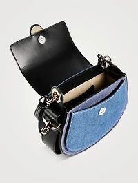 Tess Denim And Suede Saddle Bag