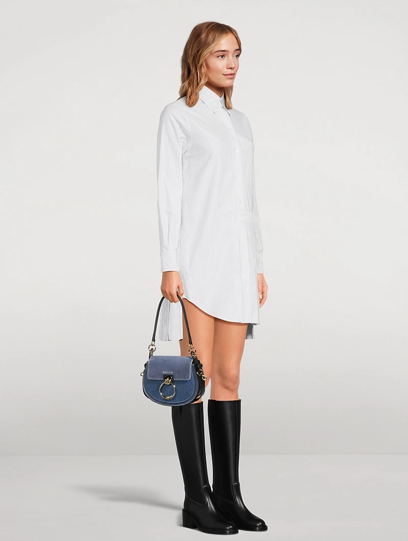 Tess Denim And Suede Saddle Bag
