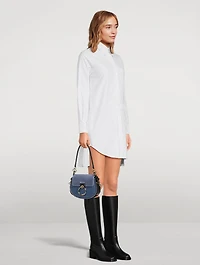 Tess Denim And Suede Saddle Bag