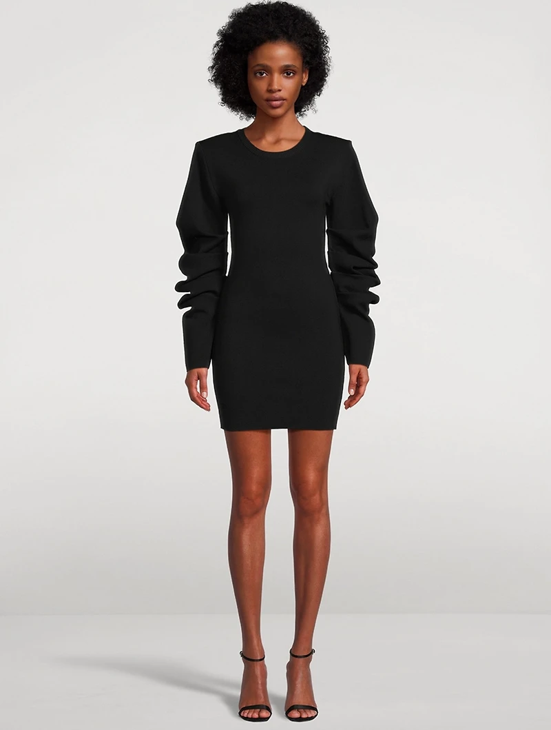 Girona Ruched-Sleeve Mini Dress