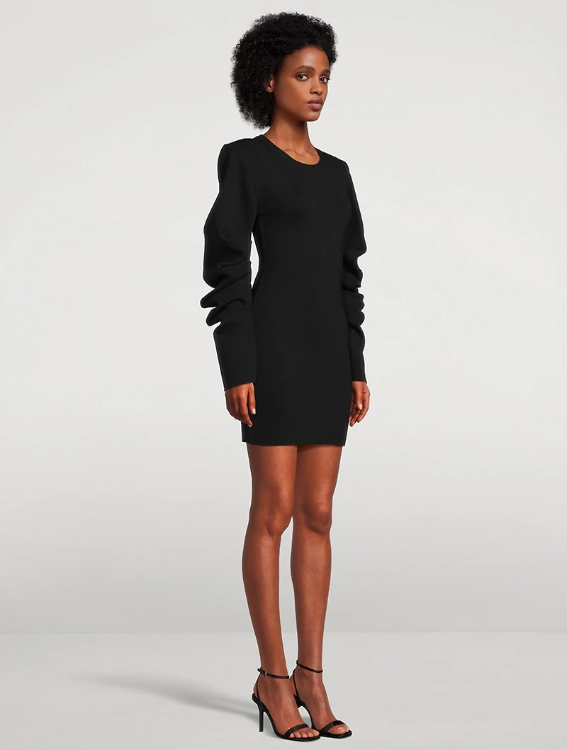 Girona Ruched-Sleeve Mini Dress
