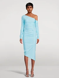 Sena Asymmetric Ruched Midi Dress