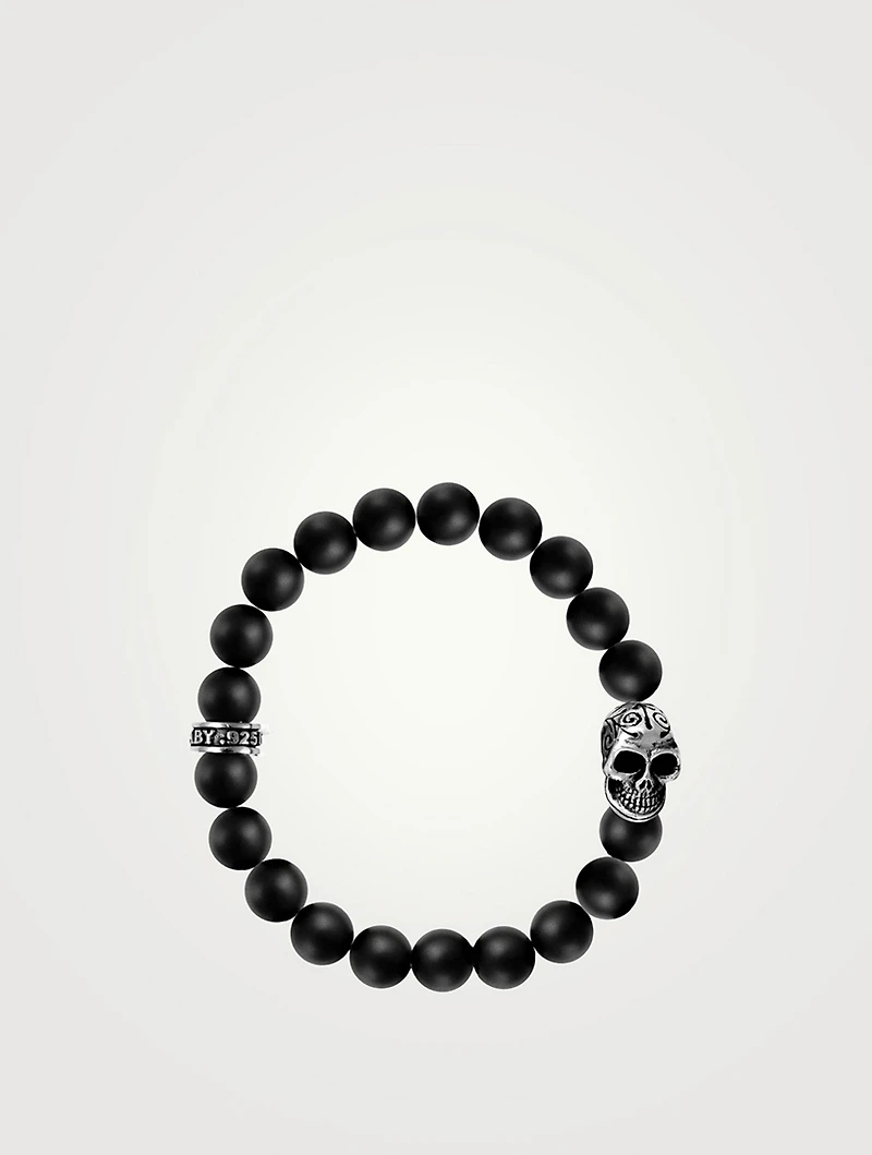 DOTD Skull And Black Onyx Beaded Bracelet