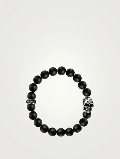 DOTD Skull And Black Onyx Beaded Bracelet