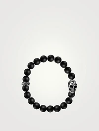 DOTD Skull And Black Onyx Beaded Bracelet