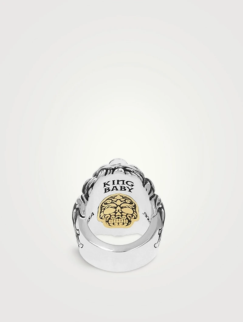Silver Lion And Skull Ring