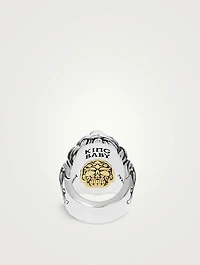 Silver Lion And Skull Ring