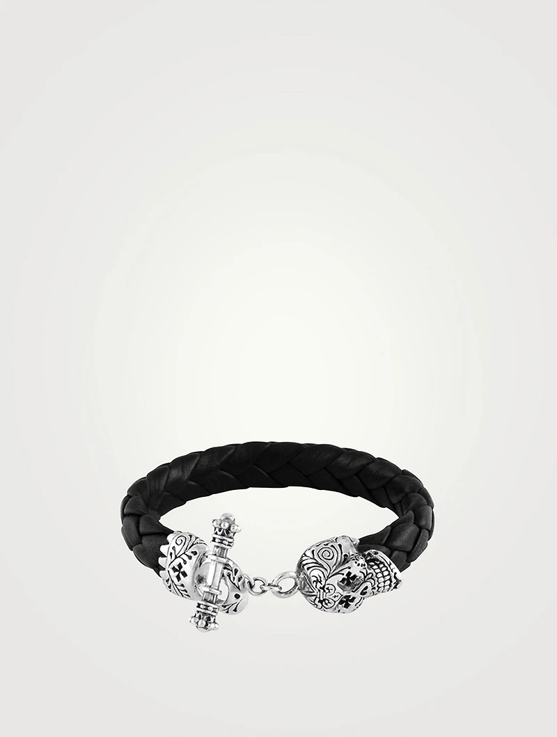 Small DOTD Skull Leather Braided Bracelet