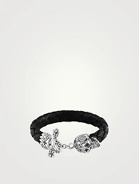 Small DOTD Skull Leather Braided Bracelet