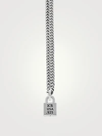 Silver Star Padlock Pendant  Necklace