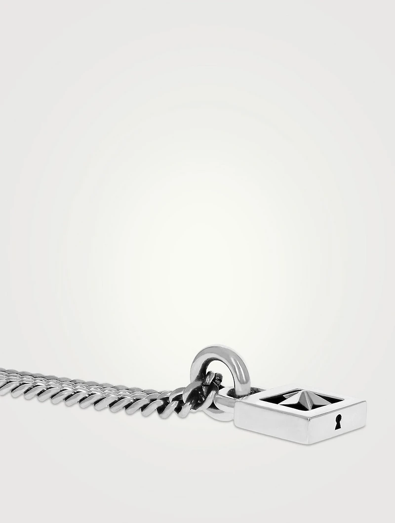 Silver Star Padlock Pendant  Necklace
