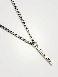 Silver F You Bar Pendant Necklace