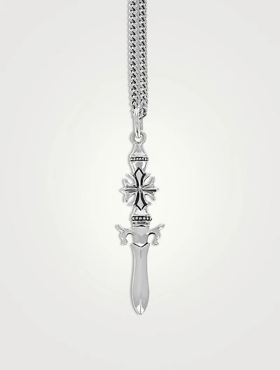 Small Silver Gothic Cross Dagger Pendant Necklace
