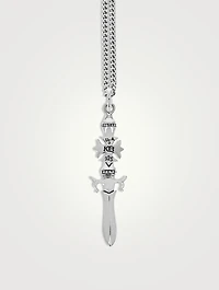 Small Silver Gothic Cross Dagger Pendant Necklace