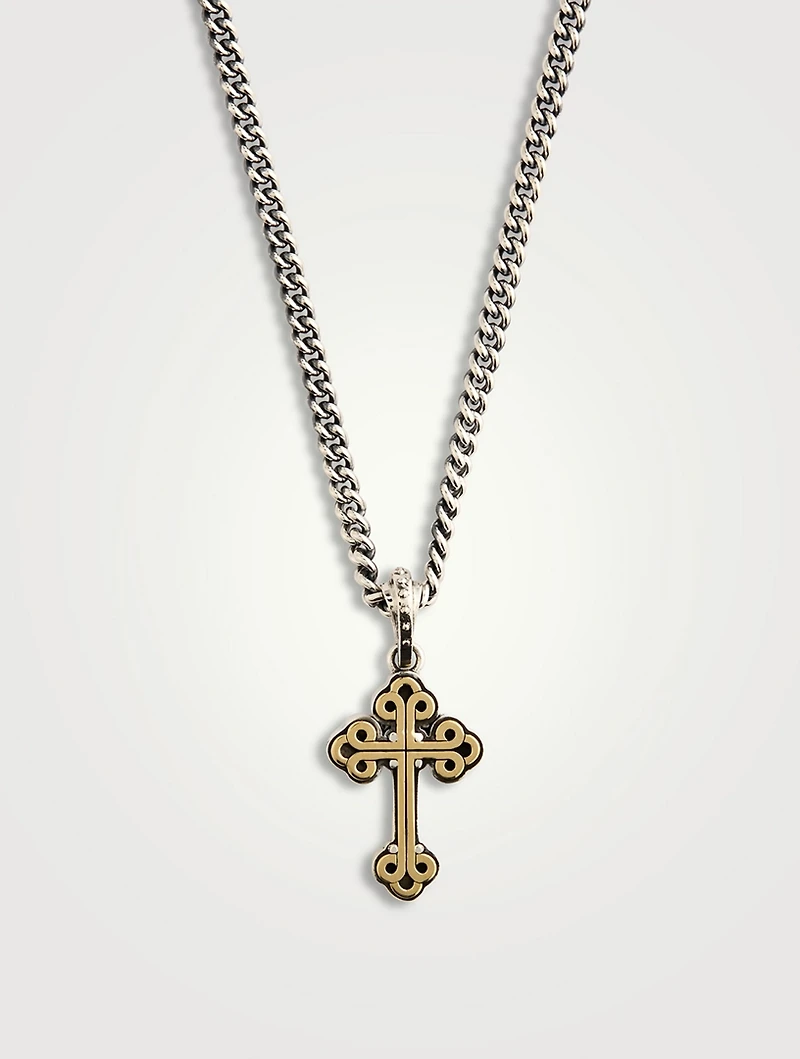 Small Silver Traditional Cross Pendant Necklace