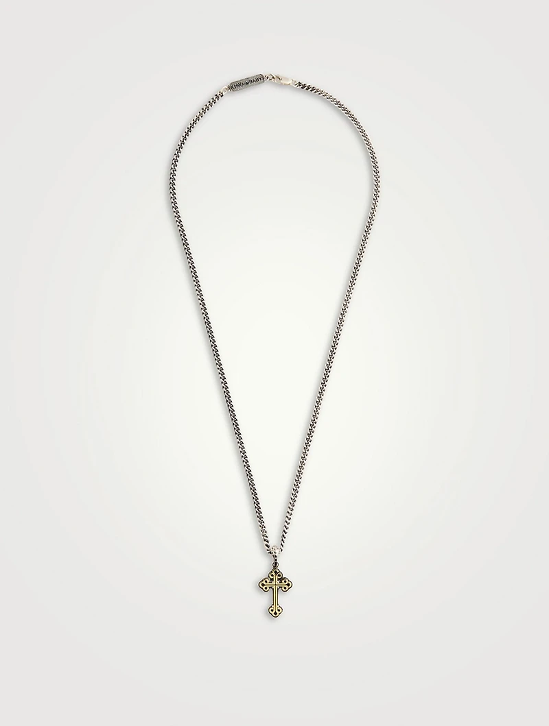 Small Silver Traditional Cross Pendant Necklace