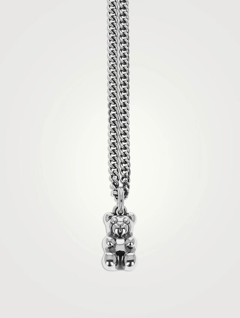Large Silver Gummie Bear Pendant Necklace
