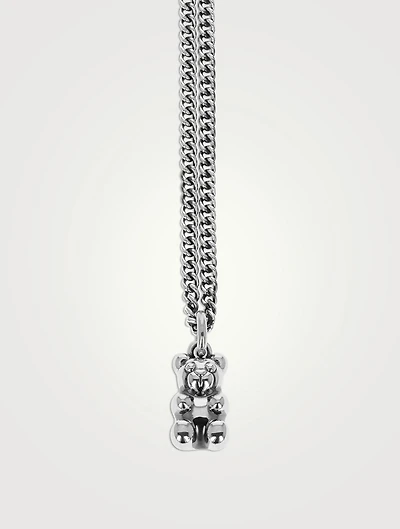 Large Silver Gummie Bear Pendant Necklace