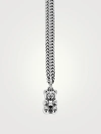 Large Silver Gummie Bear Pendant Necklace