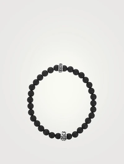 Onyx Beaded Bracelet With Micro Stackable Star Ring