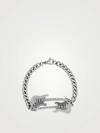 Silver Double Guitar Curb Link Bracelet