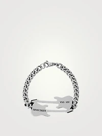 Silver Double Guitar Curb Link Bracelet
