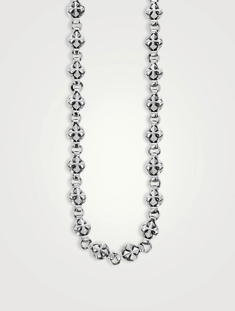 Silver Round MB Cross Link Chain Necklace
