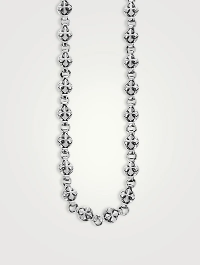 Silver Round MB Cross Link Chain Necklace