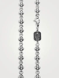 Silver Round MB Cross Link Chain Necklace