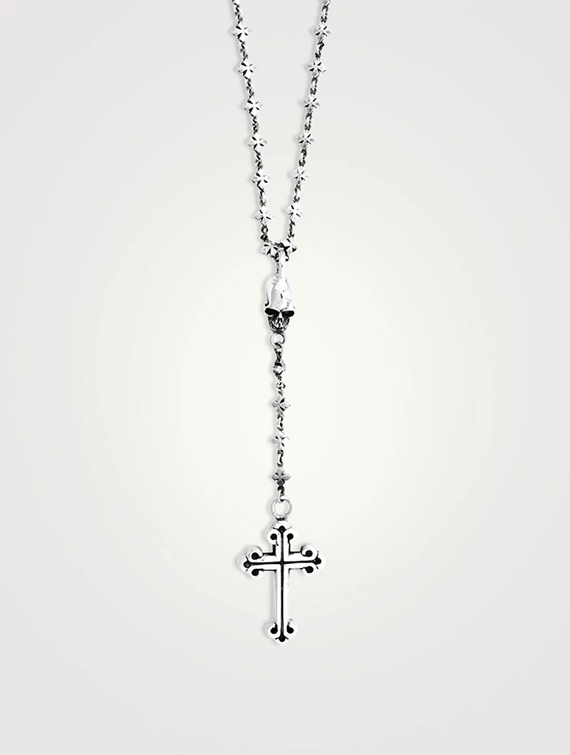 MB Cross Chain Skull Rosary Necklace