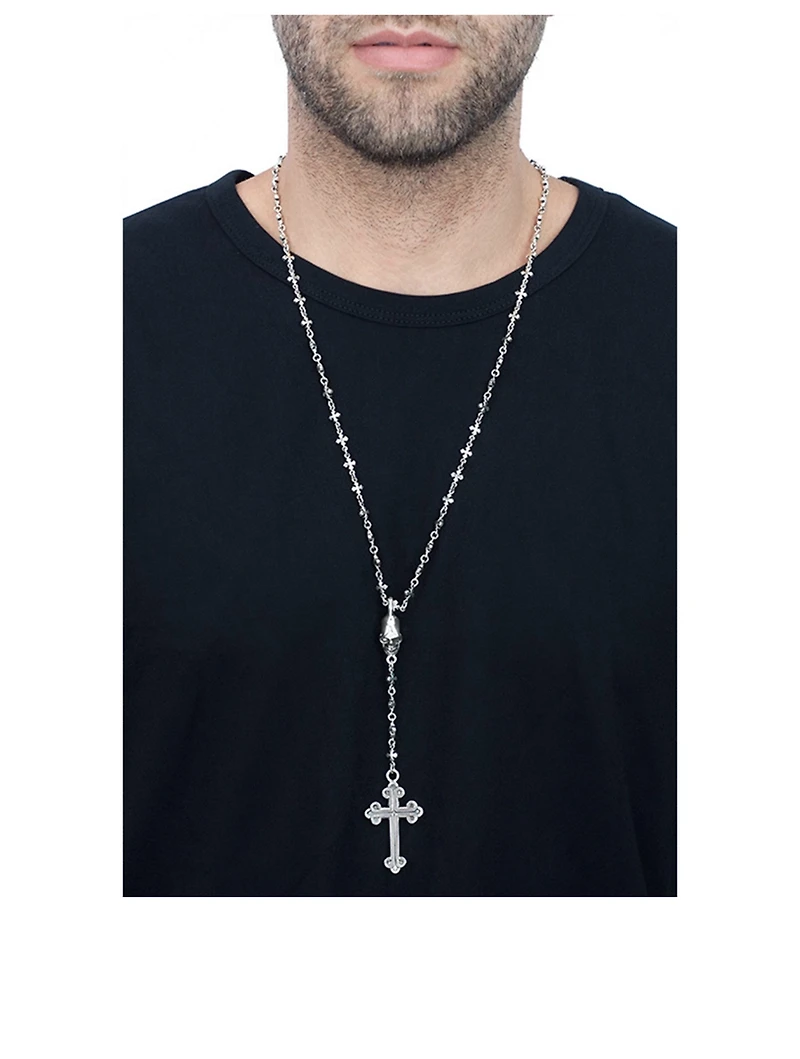 MB Cross Chain Skull Rosary Necklace