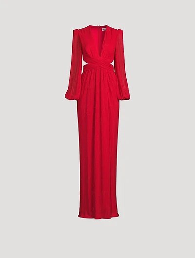 Samantha Plissé Cut-Out Gown