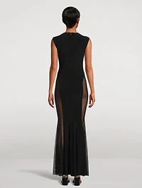 Fishtail Gown With Mesh Sides