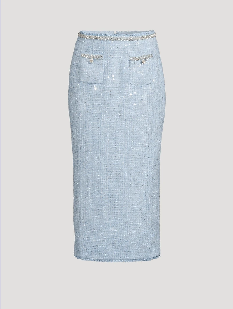 Sequin Boucle Midi Skirt
