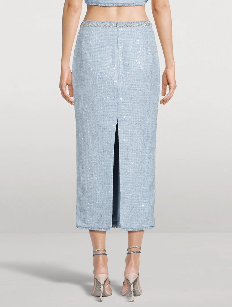 Sequin Boucle Midi Skirt