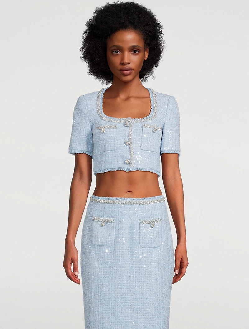 Sequin Boucle Crop Top