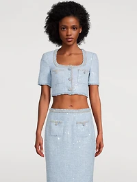 Sequin Boucle Crop Top
