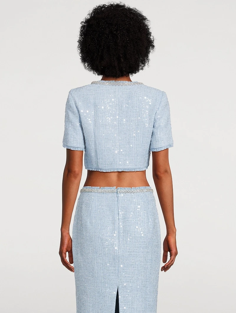 Sequin Boucle Crop Top