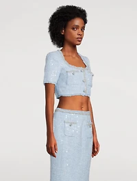 Sequin Boucle Crop Top