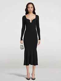 Knit Diamante Trim Midi Dress