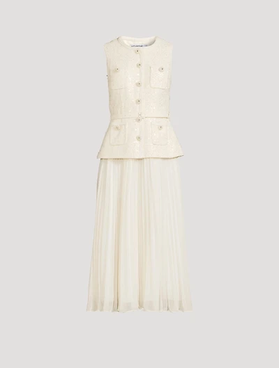 Sequin Boucle Tailored Midi Dress