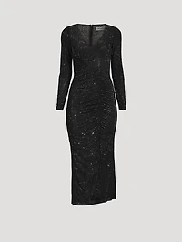 Rhinestone Gathered Midi Dress