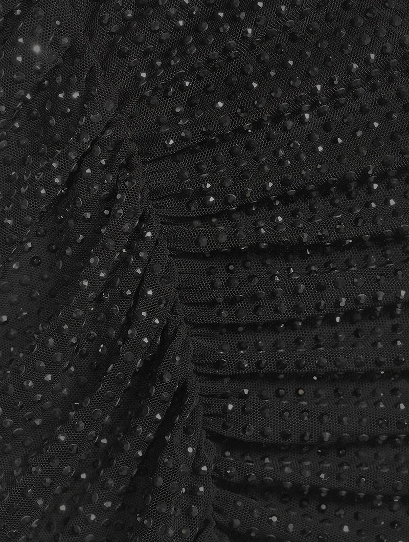 Rhinestone Gathered Midi Dress