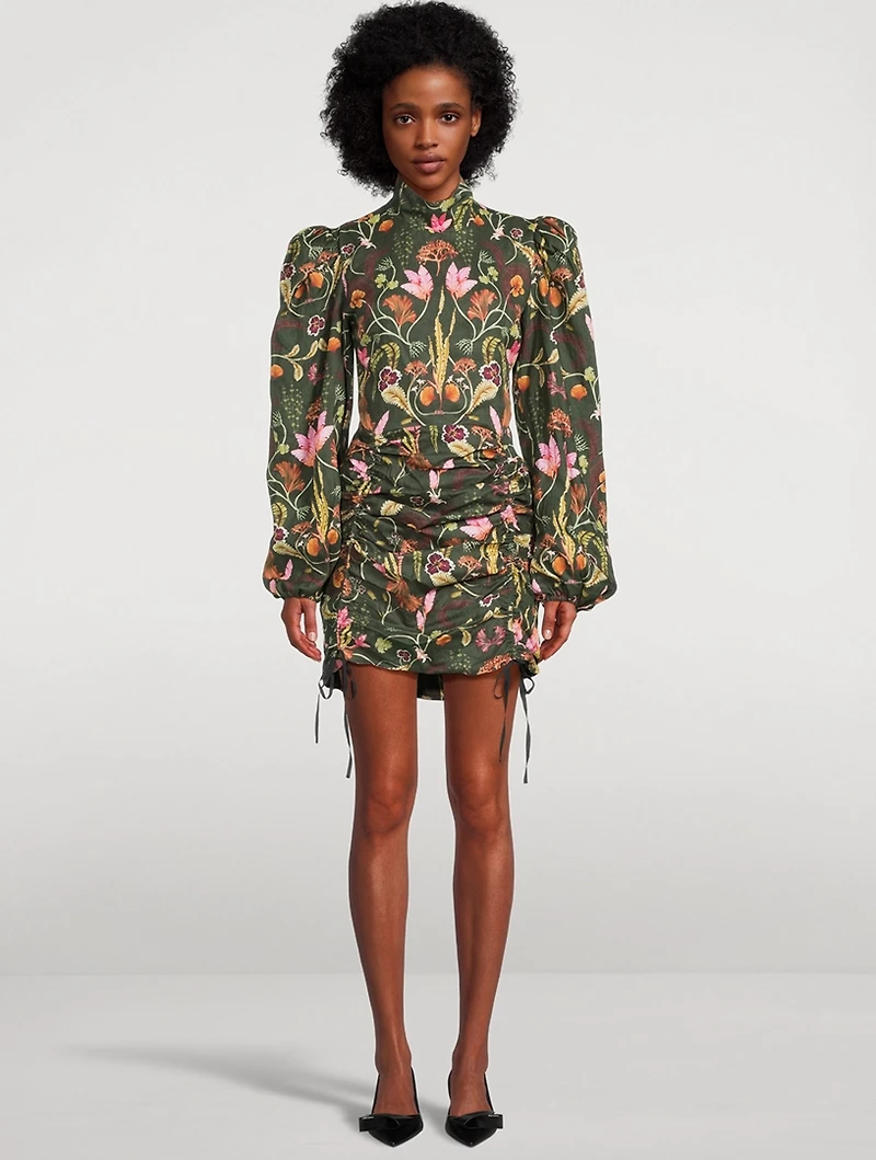Guaba Habitat Ruched Mini Dress Floral Print