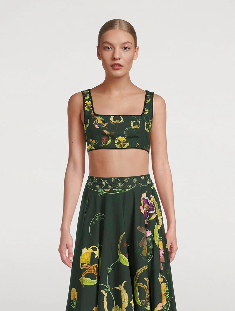 Amanda Marina Embellished Crop Top Floral Print